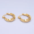 24K Gold Filled 20mm Edged Twist Latch Hoop Earrings