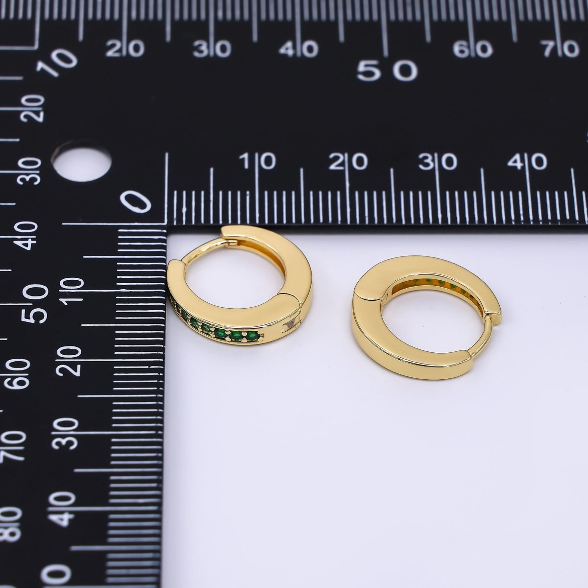 24K Gold Filled Emerald Green Micro Paved CZ Lever Back Hoops Earrings