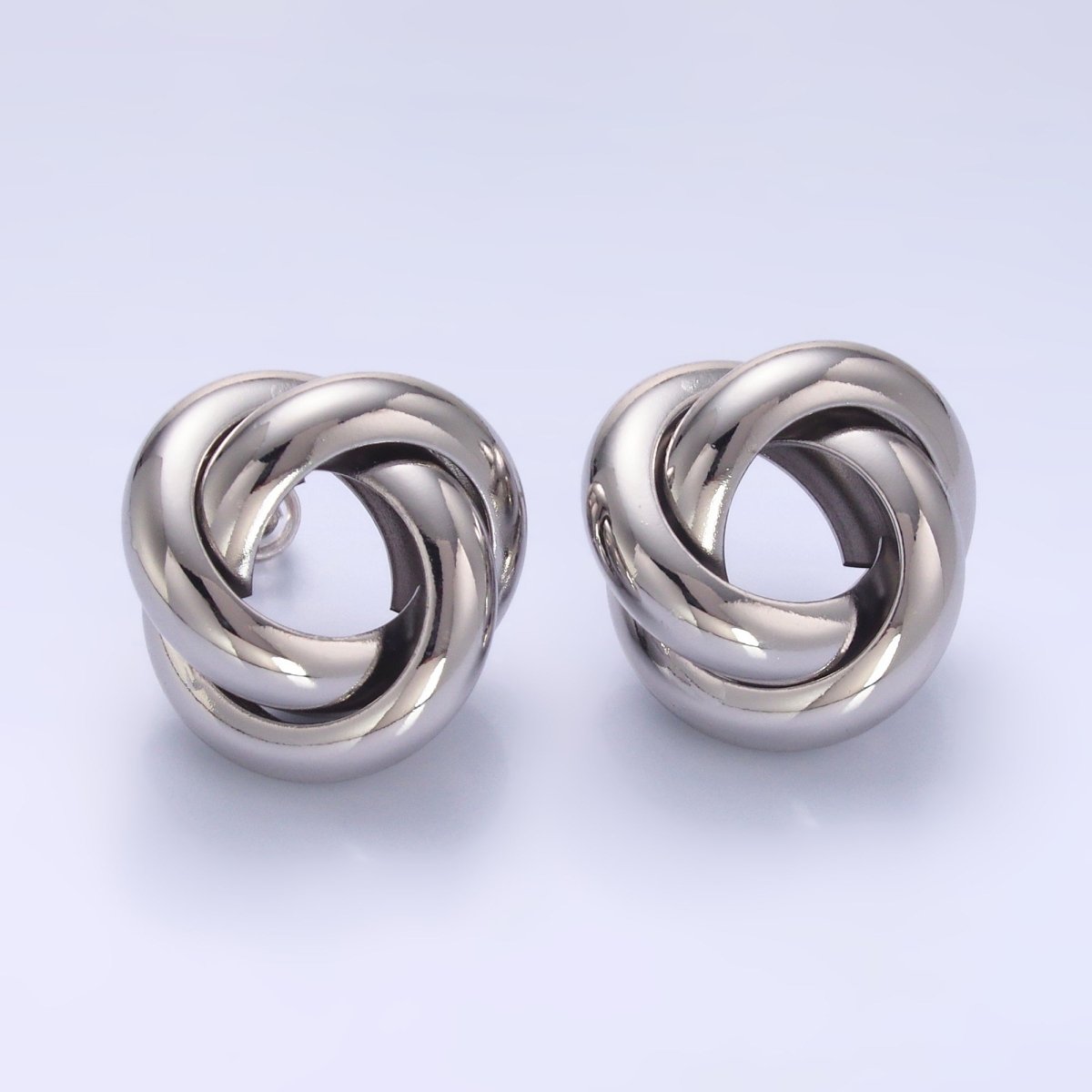 24K Gold Filled Geometric Circular Knot Stud Earrings in Gold & Silver