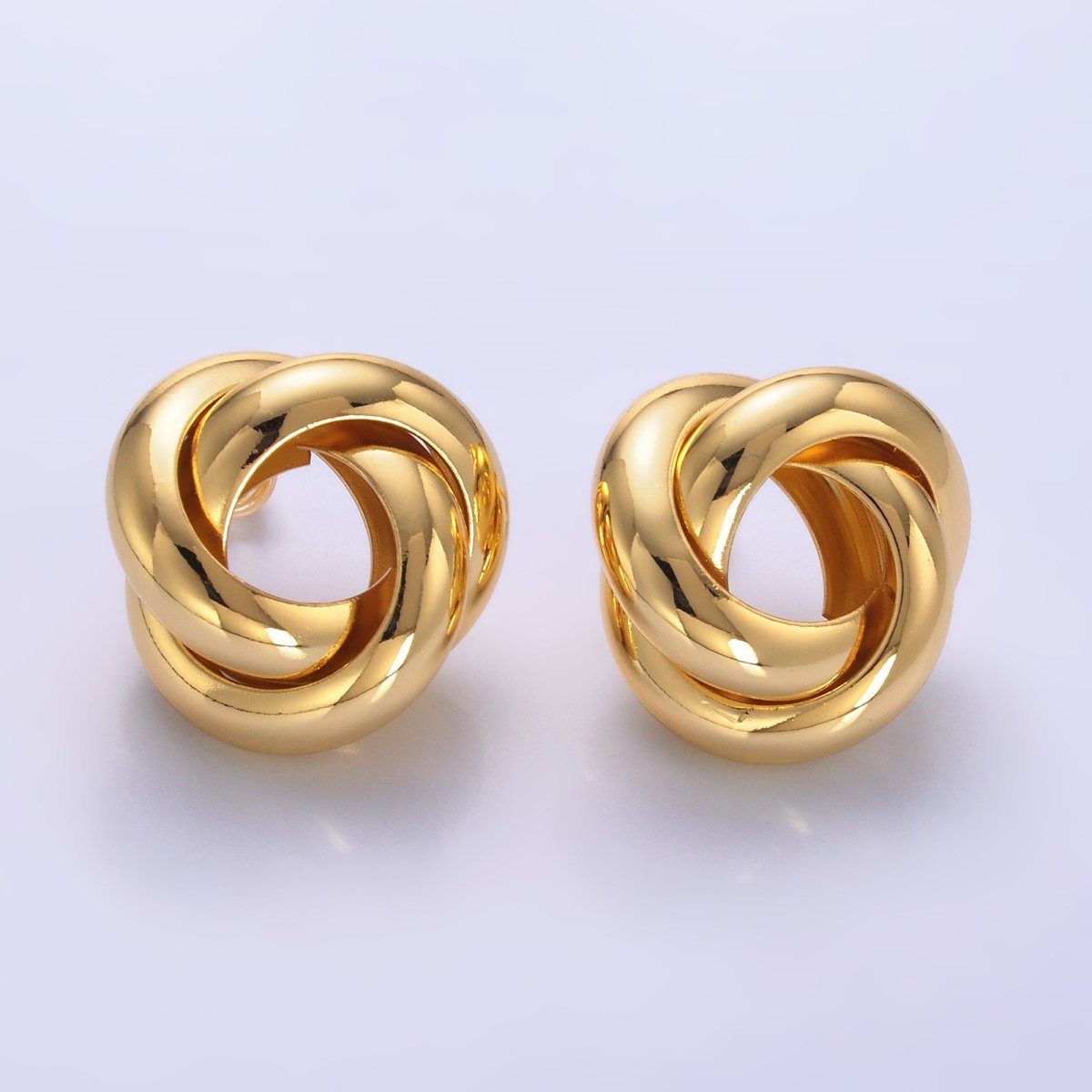 24K Gold Filled Geometric Circular Knot Stud Earrings in Gold & Silver