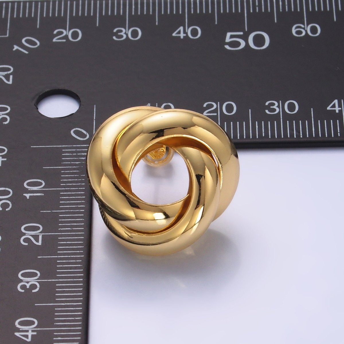 24K Gold Filled Geometric Circular Knot Stud Earrings in Gold & Silver
