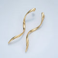 24K Gold Filled 72mm Geometric Wavy Stud Earrings in Gold & Silver