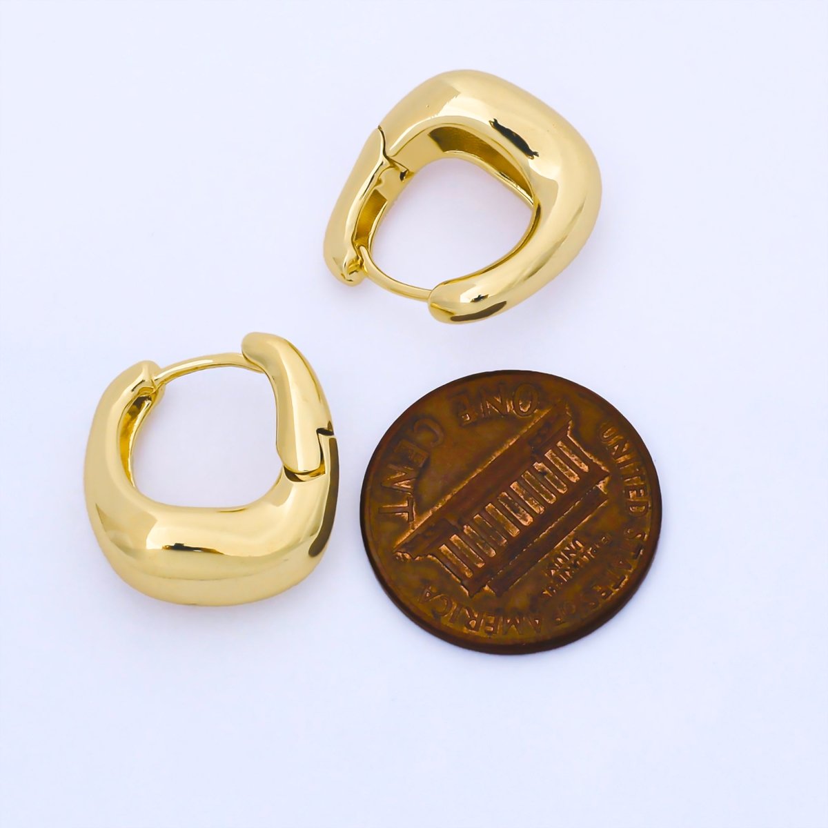 24K Gold Filled Molten Gold Modern Bold Hinged Huggie Hoops Earrings