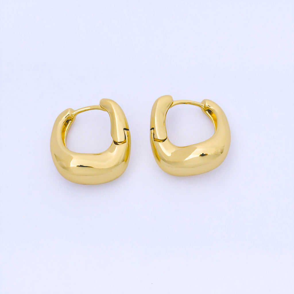 24K Gold Filled Molten Gold Modern Bold Hinged Huggie Hoops Earrings