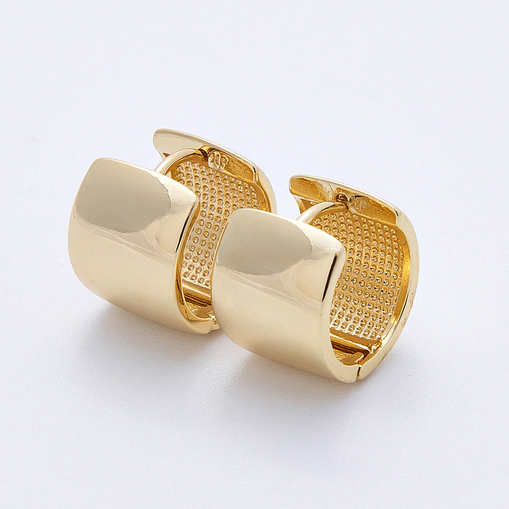 14K Gold Filled 14.5mm Wide Chubby Minimalist Hoops Earrings