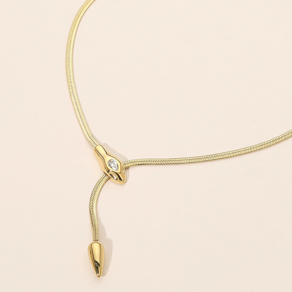 Stainless Steel Snake Head Lariat Drop Necklace