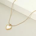 18K Gold Dipped Stainless Steel Mother of Pearl Heart Pendant Necklace