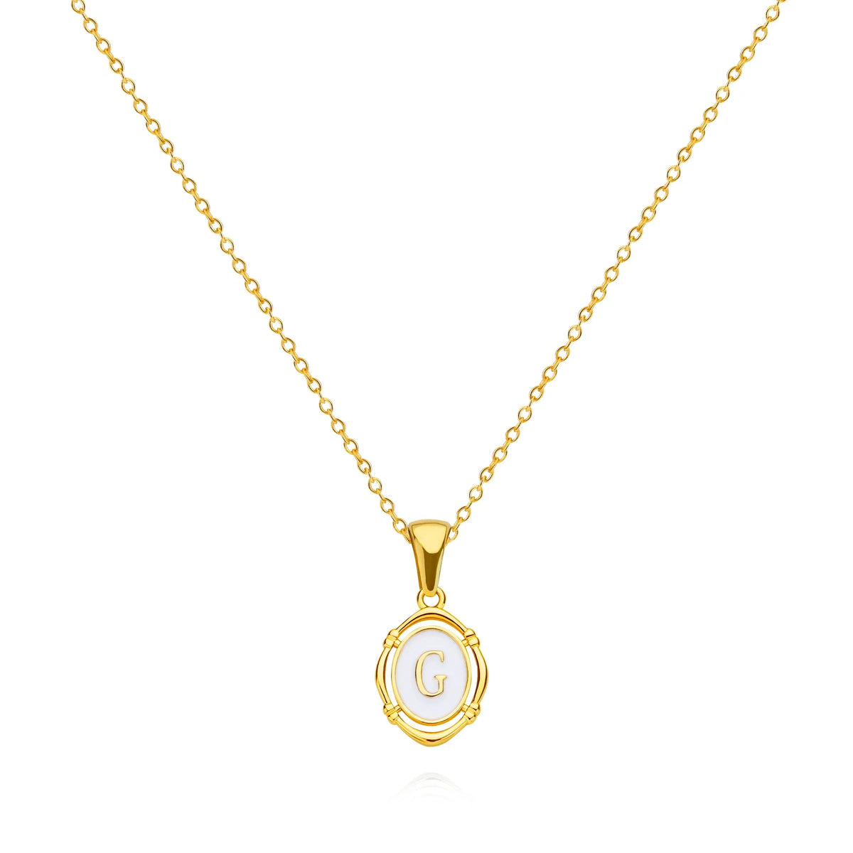 A-Z Letter Initial Enamel Necklace For Women Gold Color Stainless Steel Chain