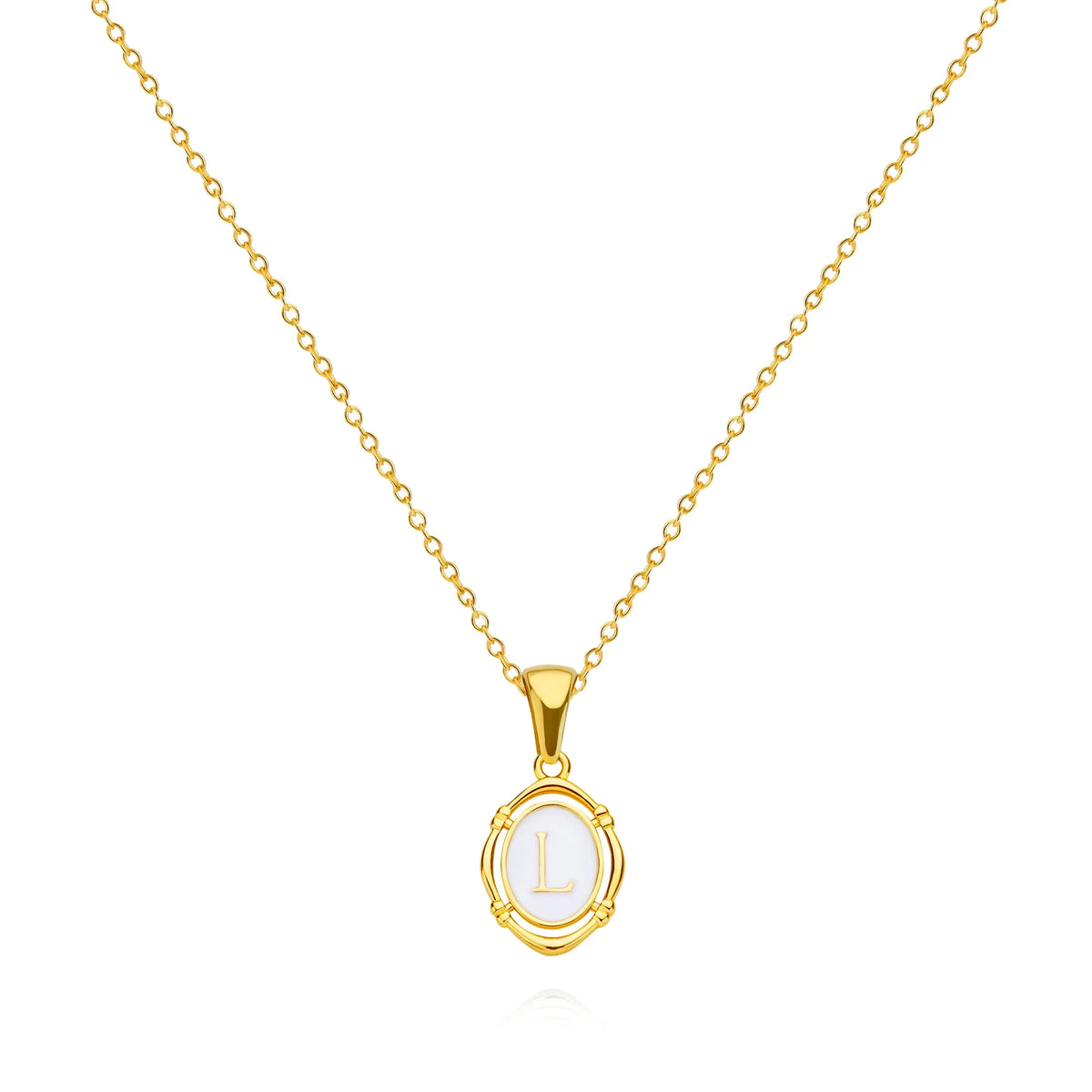 A-Z Letter Initial Enamel Necklace For Women Gold Color Stainless Steel Chain