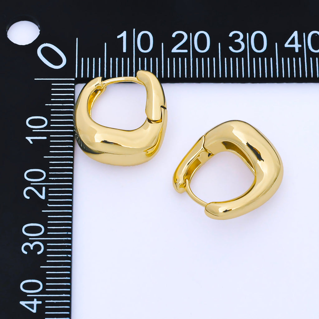 24K Gold Filled Molten Gold Modern Bold Hinged Huggie Hoops Earrings