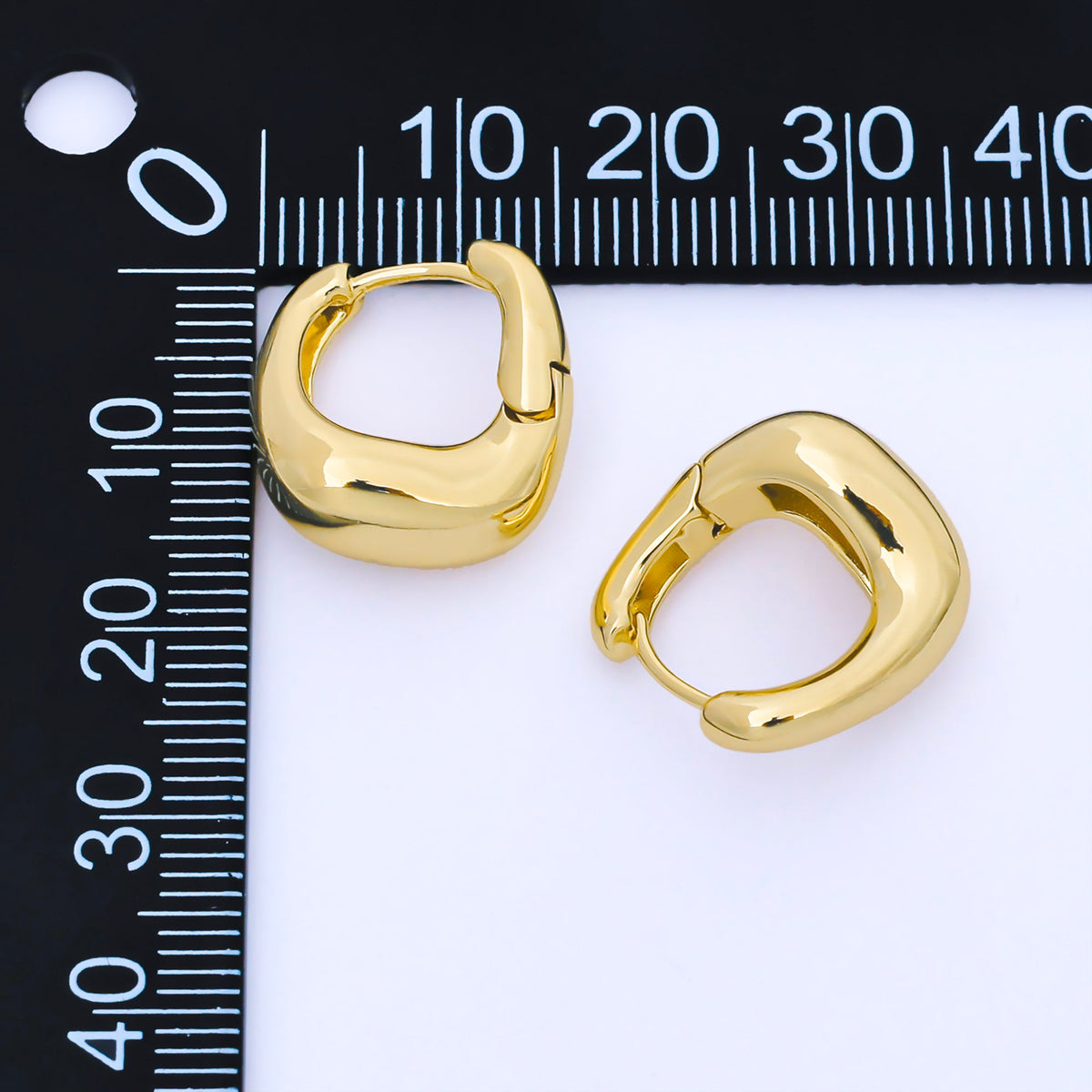 24K Gold Filled Molten Gold Modern Bold Hinged Huggie Hoops Earrings