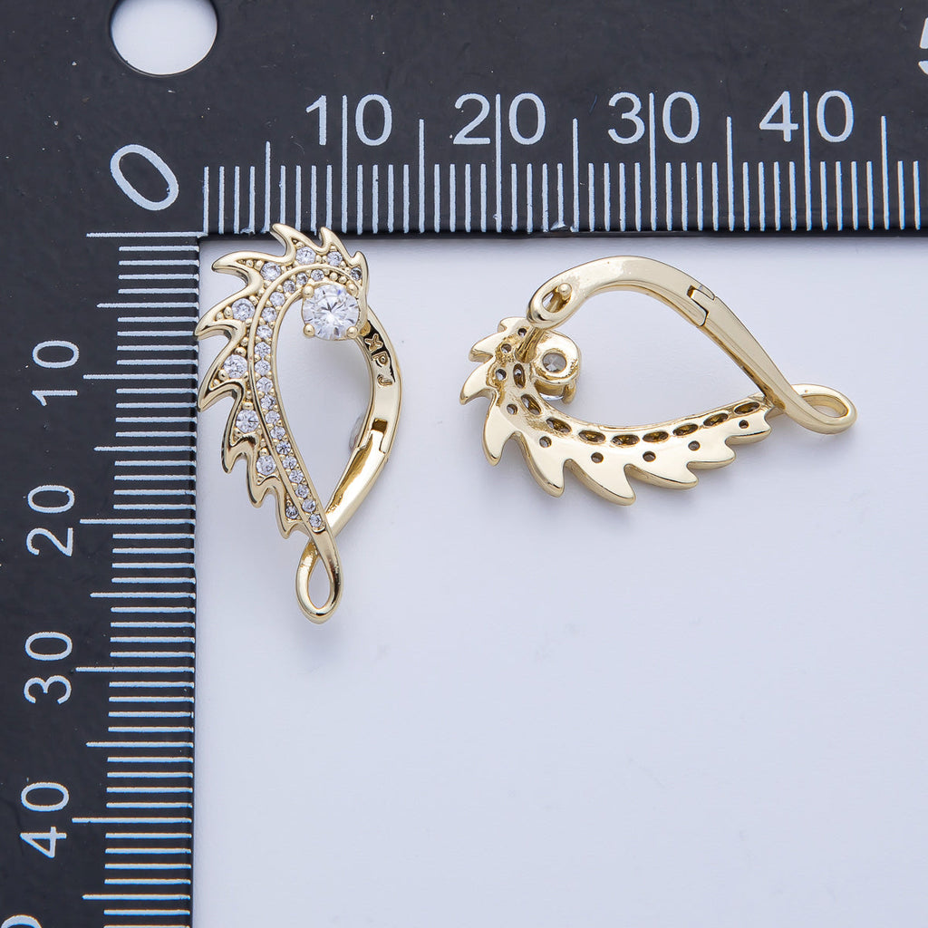 14K Gold Filled 25mm Micro Paved CZ Curved Spiked Hoop Earrings Set