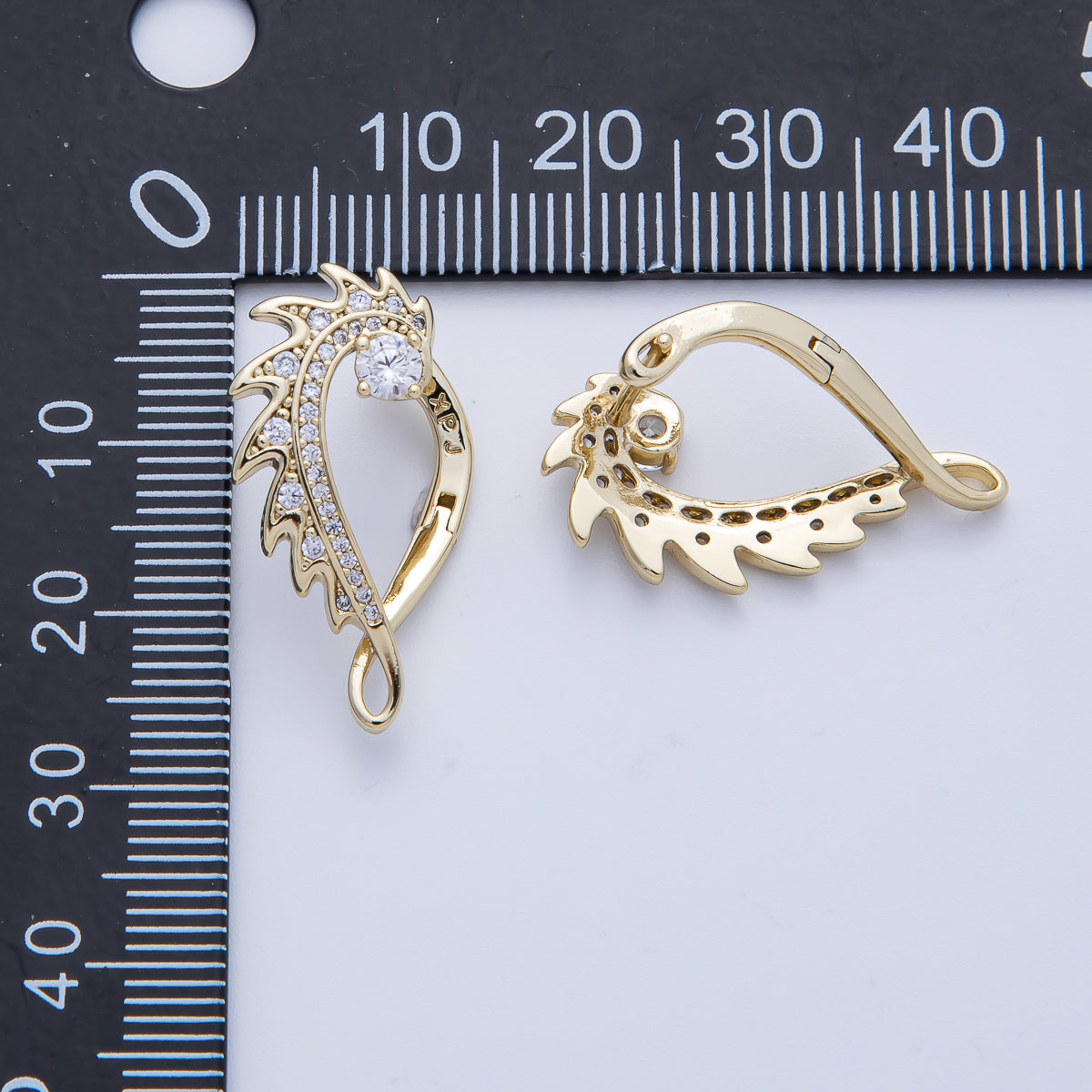 14K Gold Filled 25mm Micro Paved CZ Curved Spiked Hoop Earrings Set
