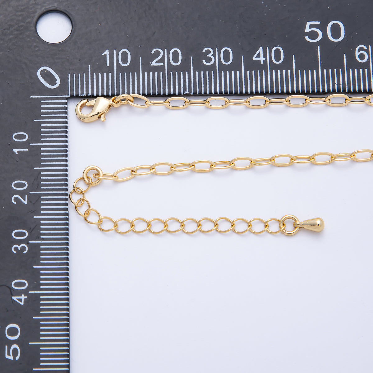 16K Gold Filled 2.5mm Minimalist Paperclip Chain 18 Inch, 20 Inch Necklace w. Extender