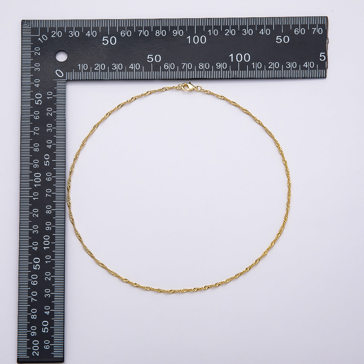 16K Gold Filled 2mm Twisted Singapore Chain 18 Inch Necklace