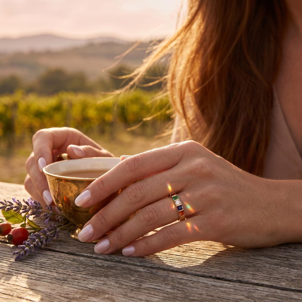 Personalized Family Birthstone Stackable Ring
