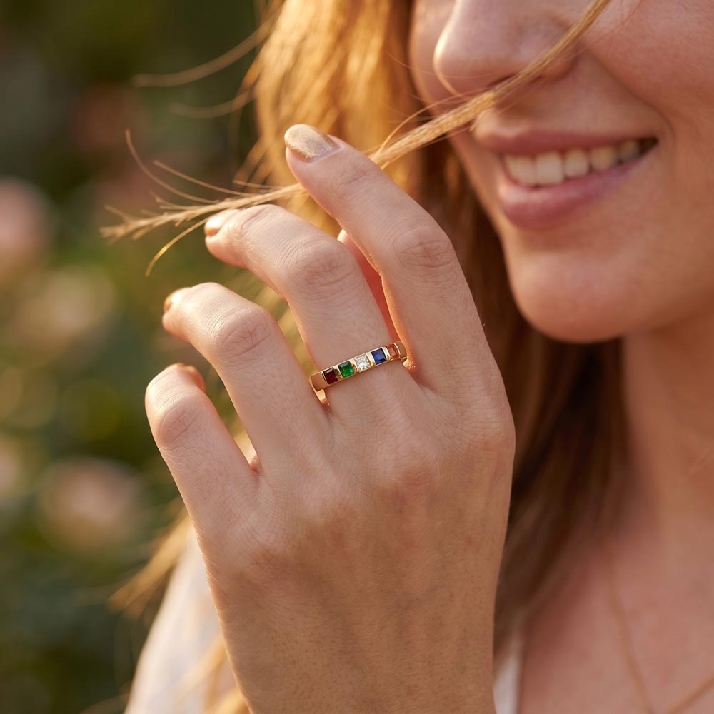 Personalized Family Birthstone Stackable Ring