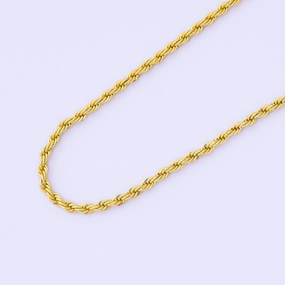 14K Gold Filled 3mm Rope Chain 18.5 Inch Necklace w. Extender