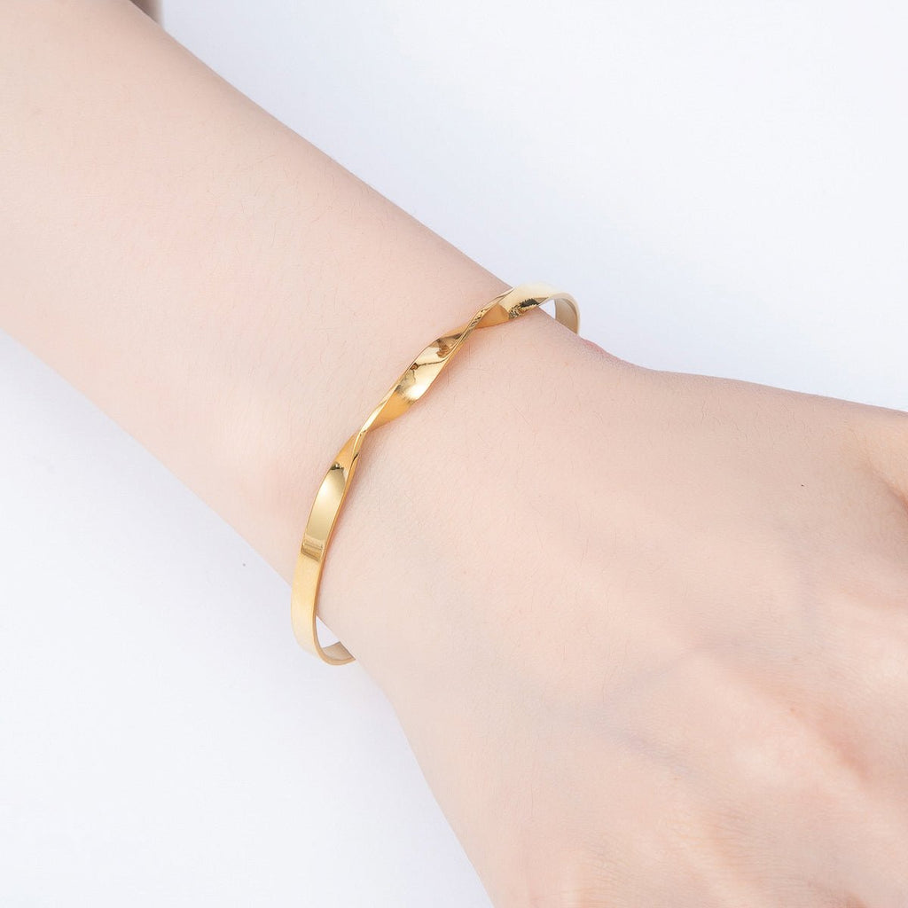 Stainless Steel Gold PVD Twist Cuff Bracelet