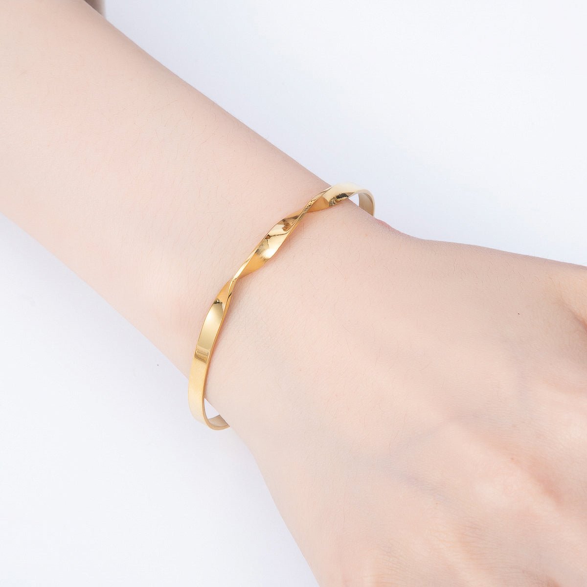 Stainless Steel Gold PVD Twist Cuff Bracelet