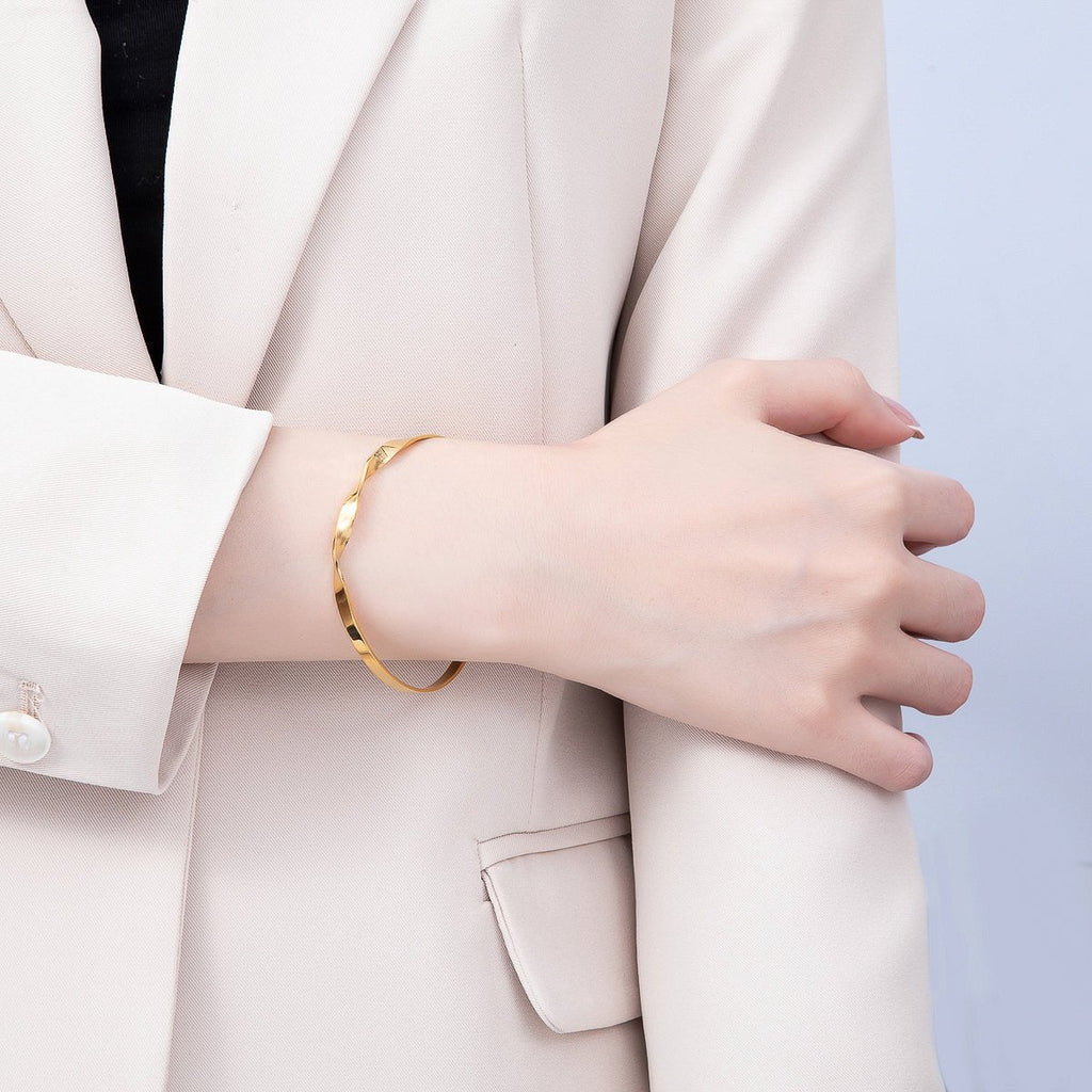 Stainless Steel Gold PVD Twist Cuff Bracelet
