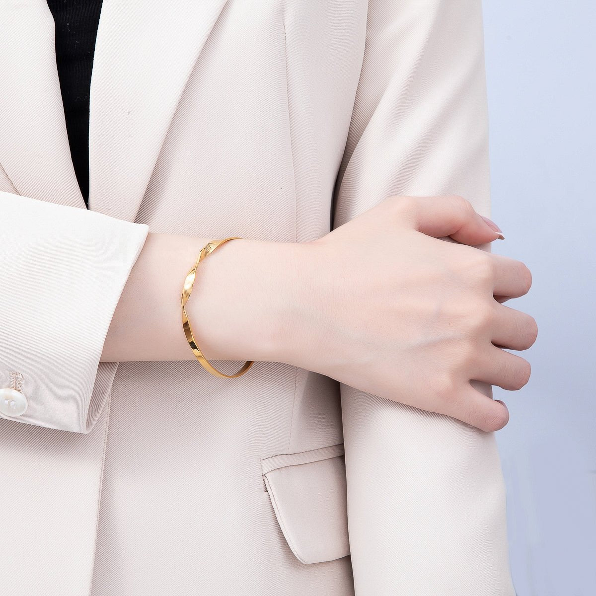 Stainless Steel Gold PVD Twist Cuff Bracelet