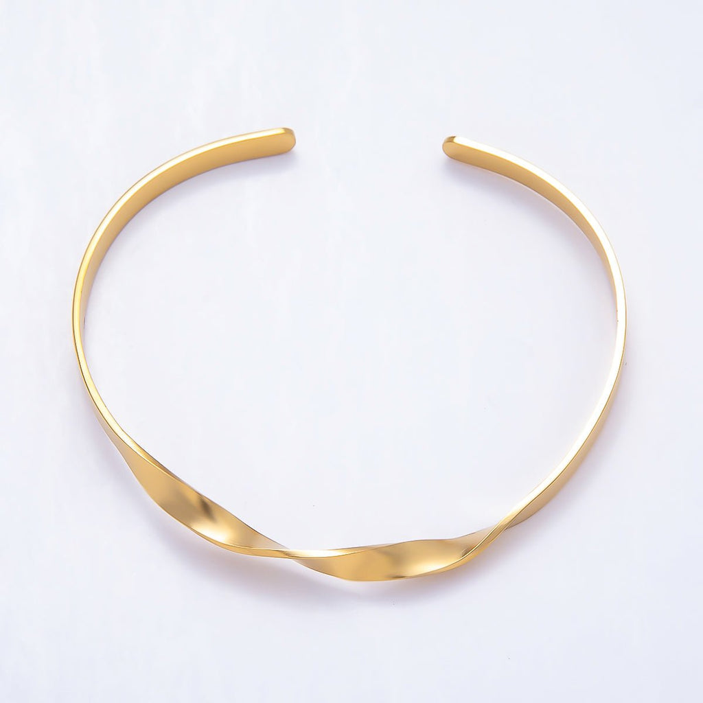 Stainless Steel Gold PVD Twist Cuff Bracelet